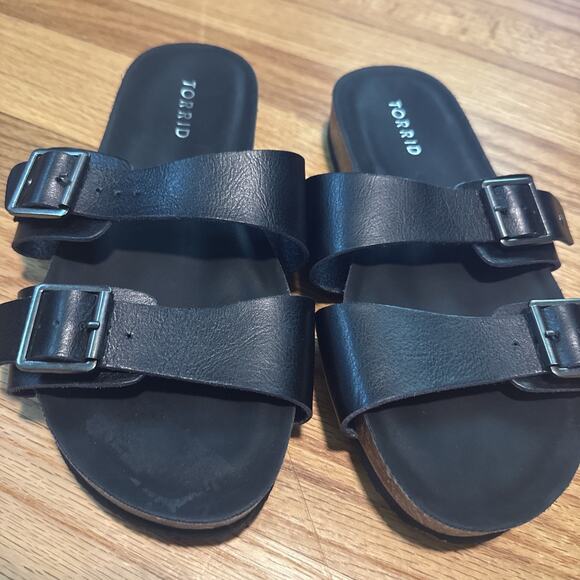 Torrid Black Slip On Adjustable Band Open Toe Slide Sandals Size 8** - Picture 5 of 12